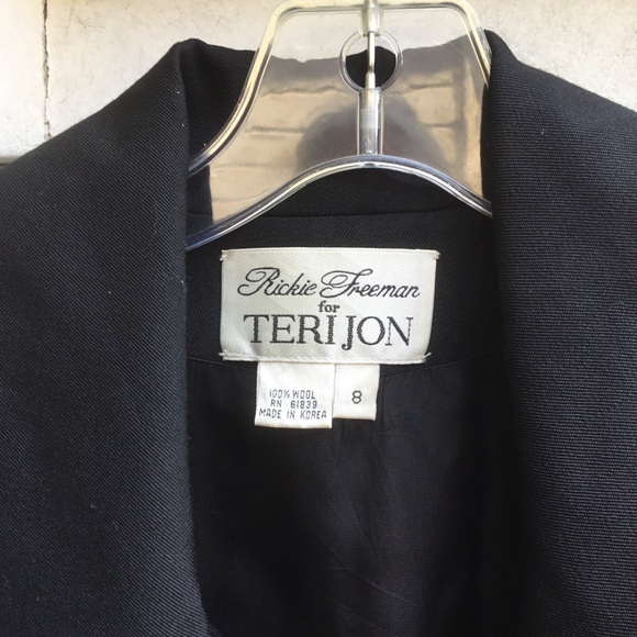 Rickie Freeman for Teri Jon vintage black dress with zippers and shoulder pads 8 - Picture 5 of 10